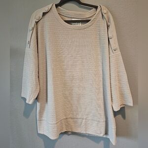NWT New York Laundry Women's Size 2X Faux Button Top 3/4 Sleeve lagenlook